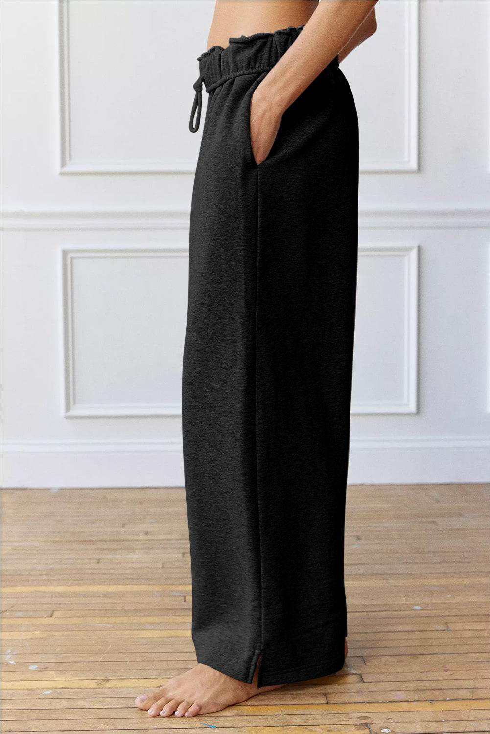 Drawstring Wide Leg Active Pants - Delanoir