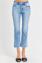 RISEN Full Size Low Rise Crop Slim Straight Jeans - Delanoir