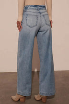 Tied Wide Leg Jeans with Pockets - Delanoir