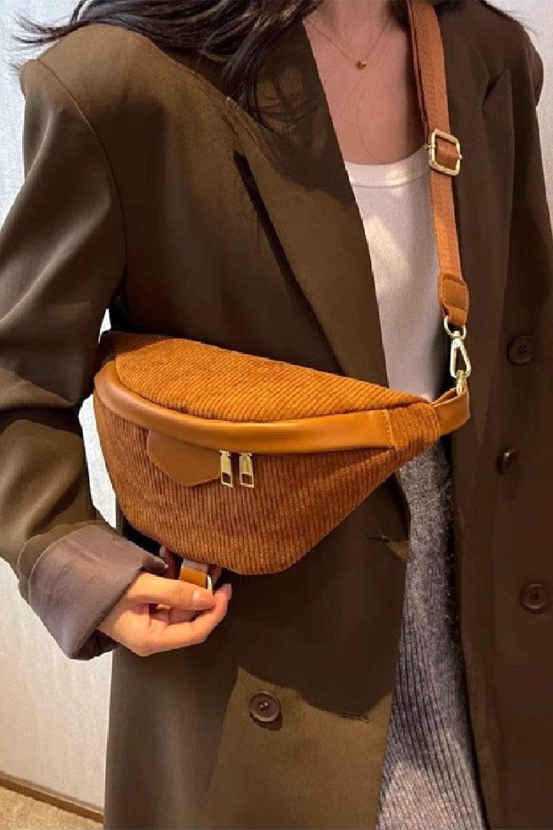 Zenana Corduroy Crossbody Bag with Removable Strap - Delanoir