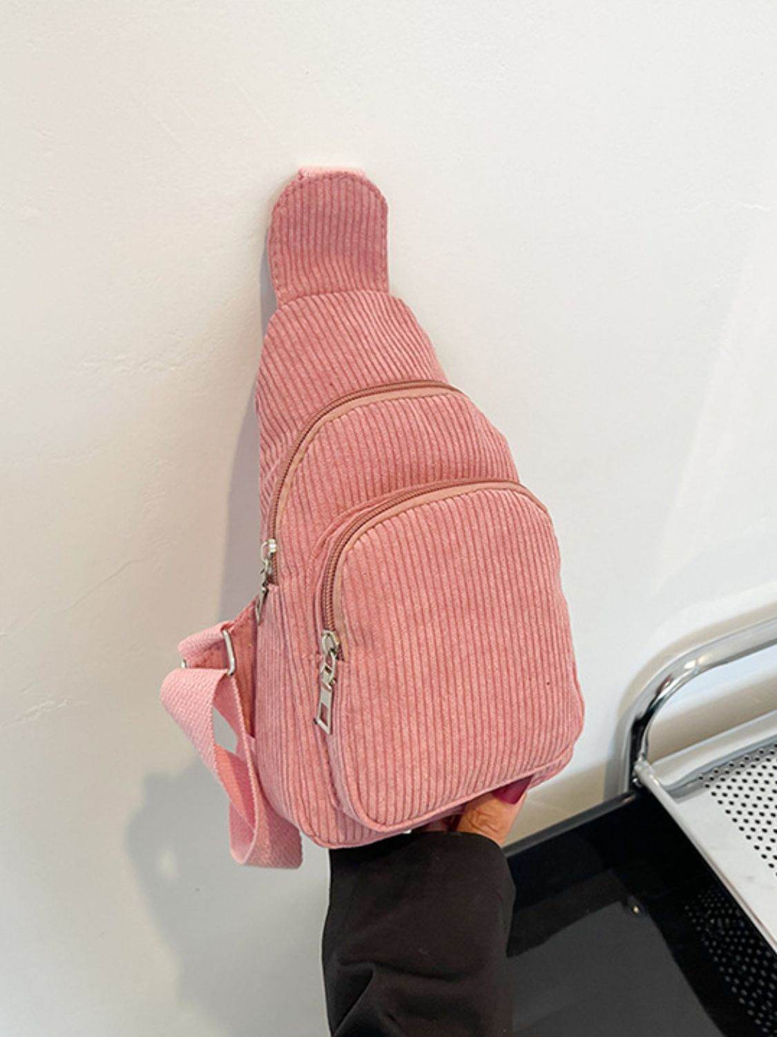 Corduroy Solid Color Crossbody Bag - Delanoir