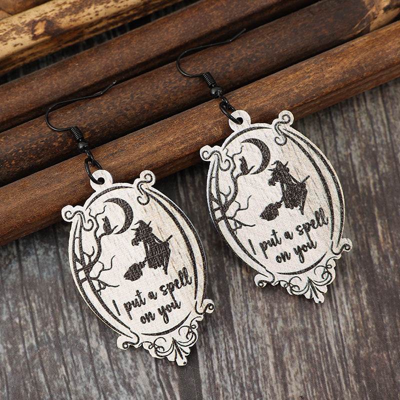 Witch Wooden Dangle Earrings - Delanoir