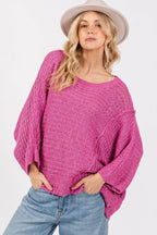 SAGE + FIG Distressed Asymmetrical Open Stitch Sweater - Delanoir