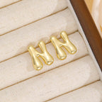18K Gold-Plated Bubble Letter Stud Earrings - Delanoir
