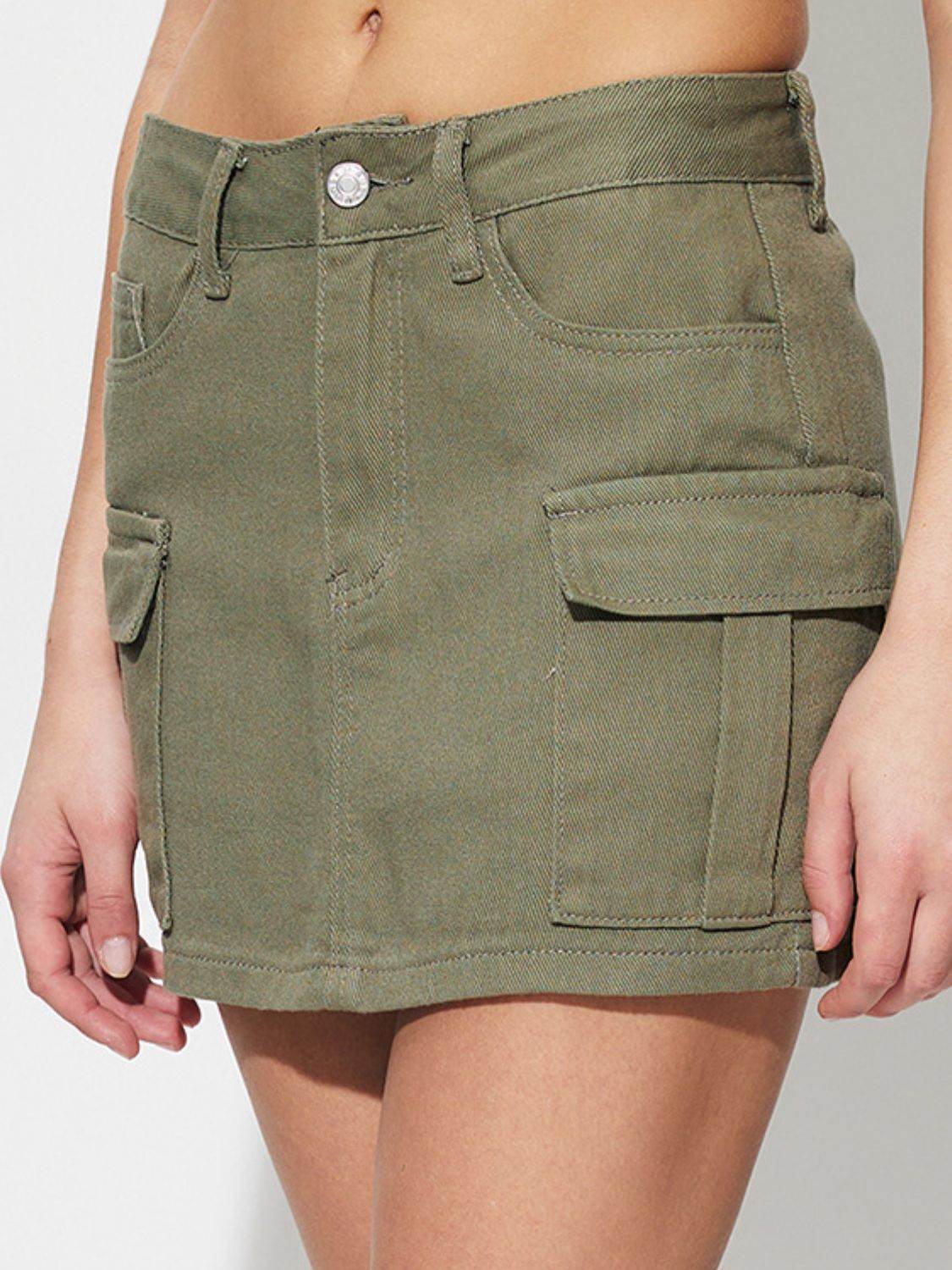 Pocketed Mini Denim Skirt - Delanoir