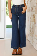 High Waist Bootcut Jeans with Pockets - Delanoir