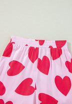 Heart Collared Neck Short Sleeve Top and Pants Lounge Set - Delanoir