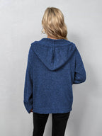Button-Down Long Sleeve Hooded Sweater - Delanoir