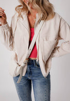 Pocketed Zip Up Long Sleeve Hooded Jacket - Delanoir