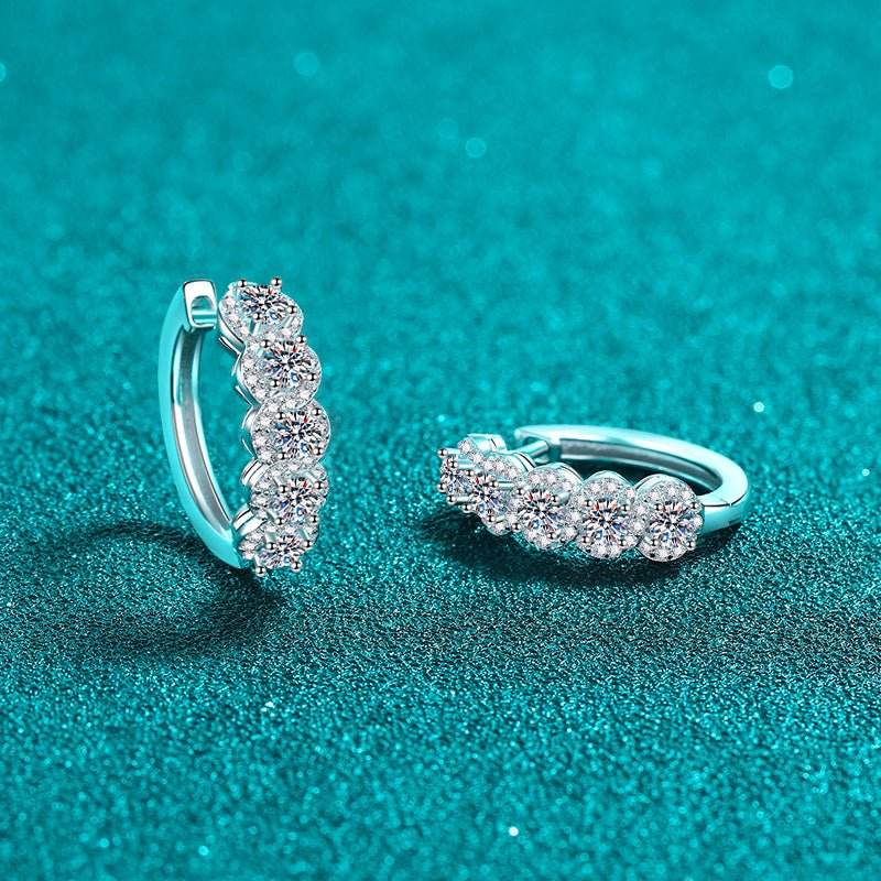 1 Carat Moissanite Zircon 925 Sterling Silver Huggie Earrings - Delanoir