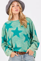 SAGE + FIG Mineral Wash Star Pattern T-Shirt - Delanoir