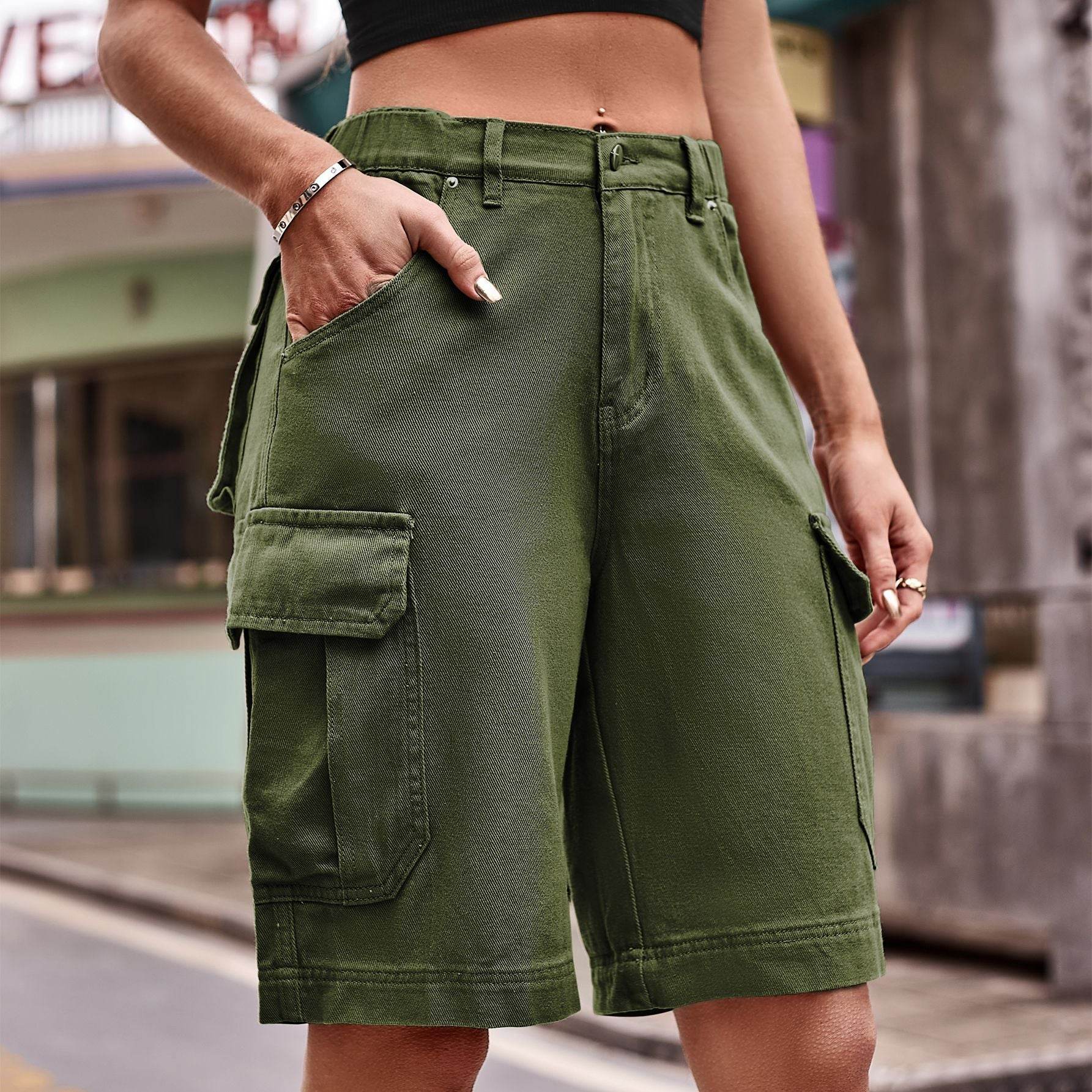 Denim Cargo Shorts with Pockets - Delanoir