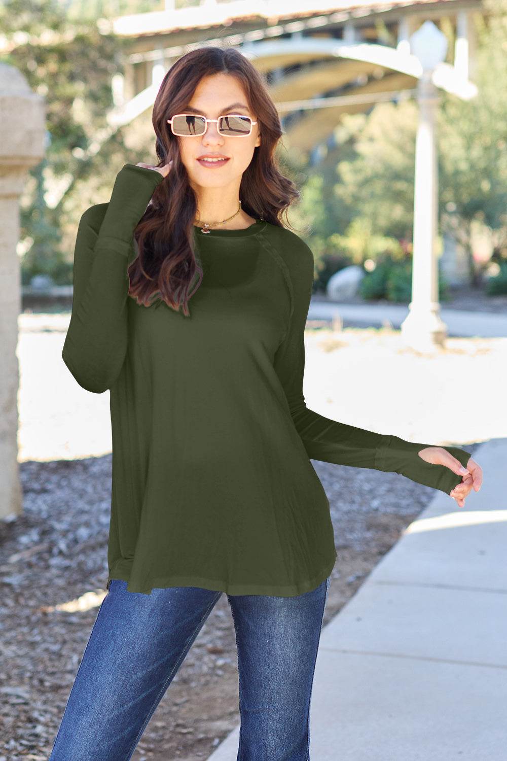 Basic Bae Full Size Round Neck Long Sleeve T-Shirt - Delanoir