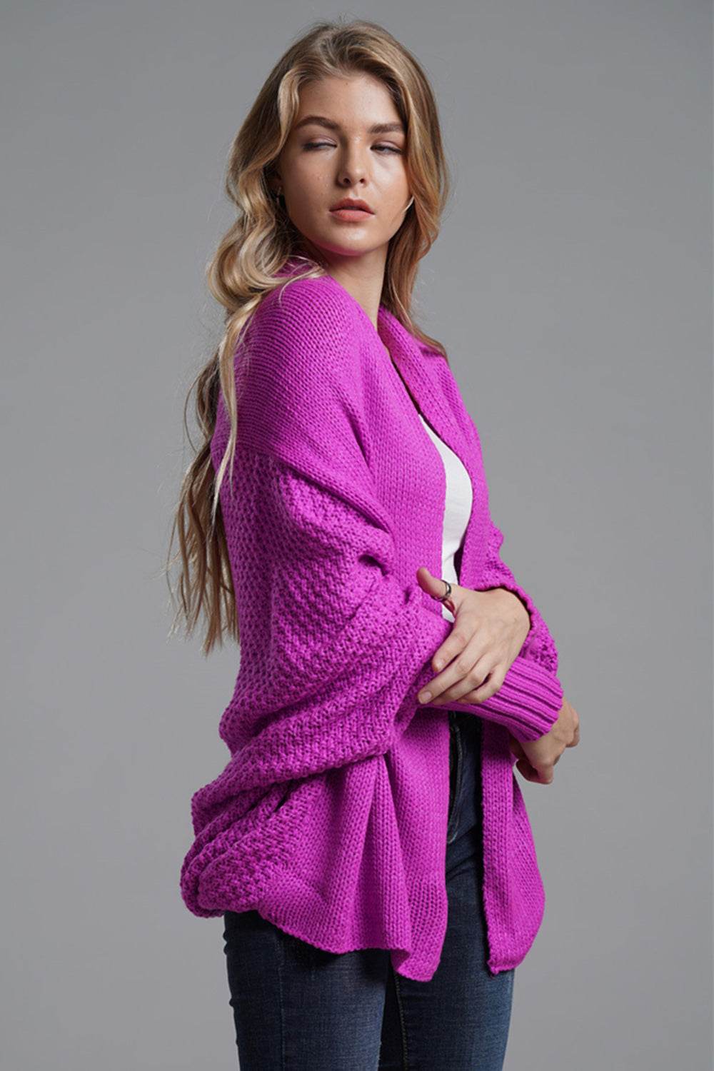 Open Front Batwing Sleeve Cardigan - Delanoir