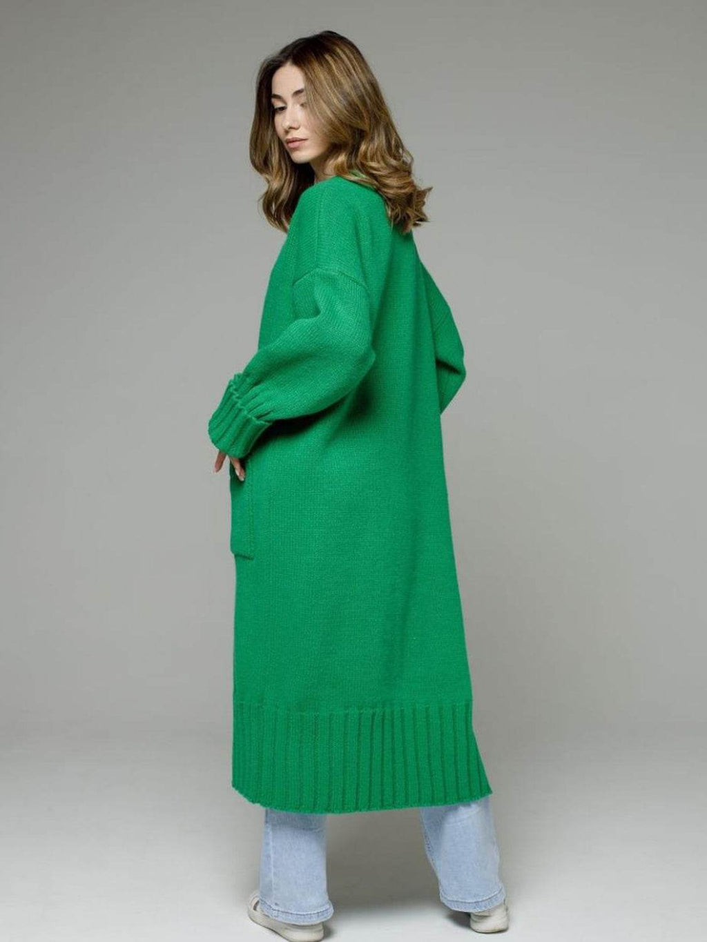 Pocketed Open Front Dropped Shoulder Cardigan - Delanoir