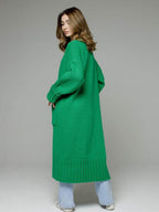 Pocketed Open Front Dropped Shoulder Cardigan - Delanoir