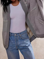 Exposed Seam Open Front Batwing Sleeve Hooded Cardigan - Delanoir