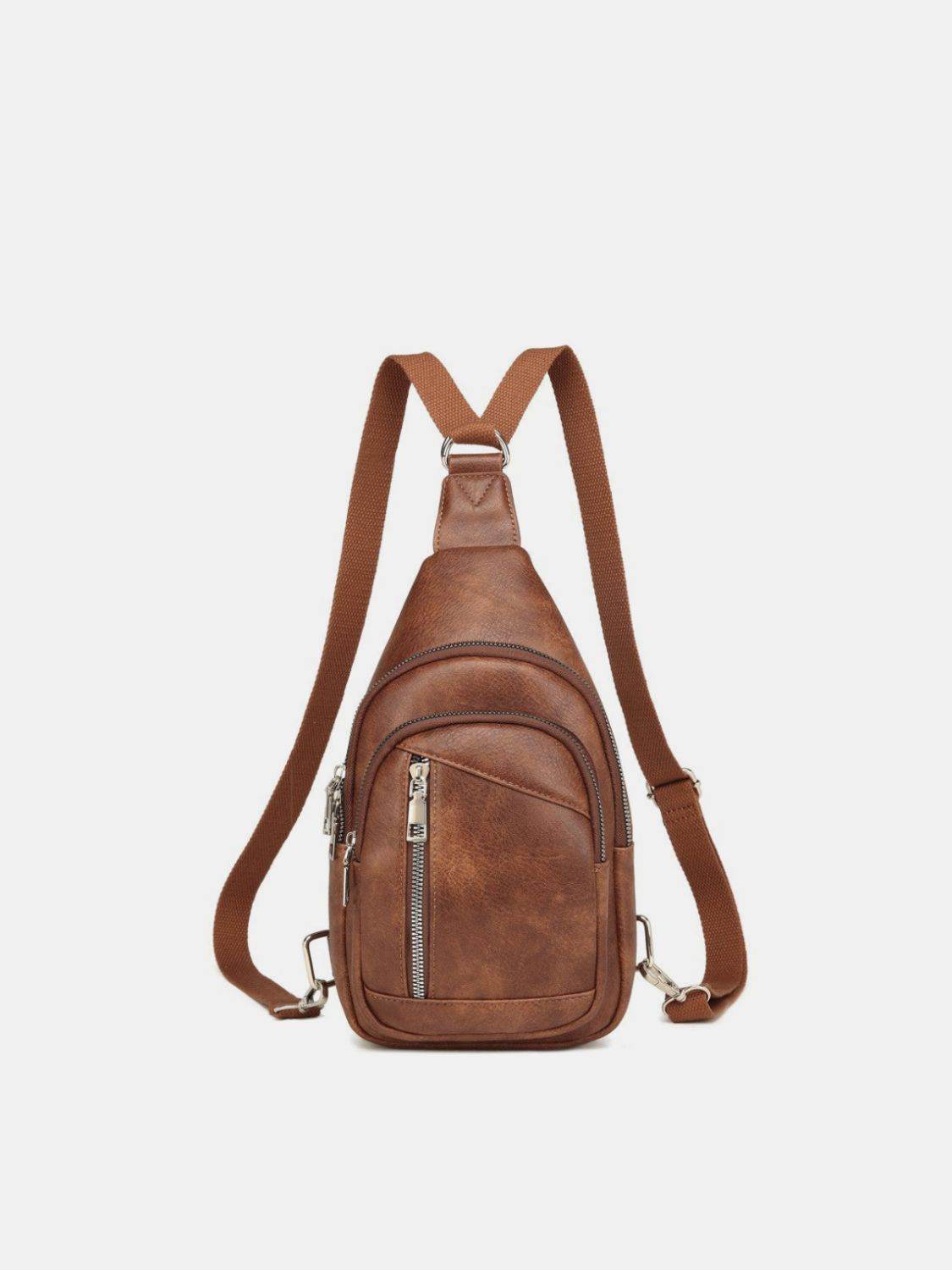 PU Leather Crossbody Bag with Two Detachable Strap - Delanoir