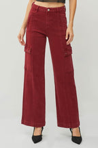 RISEN Full Size High Rise Wide Leg Cargo Jeans - Delanoir
