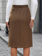 Elastic Waist Skirt with Pockets - Delanoir
