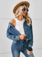Button Up Long Sleeve Denim Jacket - Delanoir