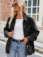 Button Up Denim Jacket with Pockets - Delanoir