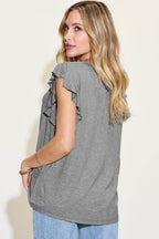 Basic Bae Full Size Bamboo Notched Ruffled Short Sleeve T-Shirt - Delanoir
