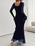 Devine Ruffled Surplice Long Sleeve Maxi Dress - Delanoir