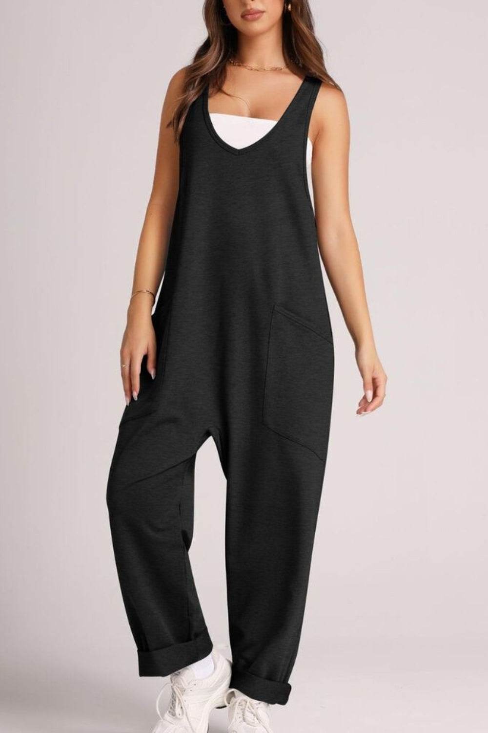 Lovelet Wide Strap Jumpsuit with Pockets - Delanoir