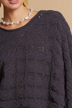 POL Round Neck Cable Knit Cropped Sweater - Delanoir
