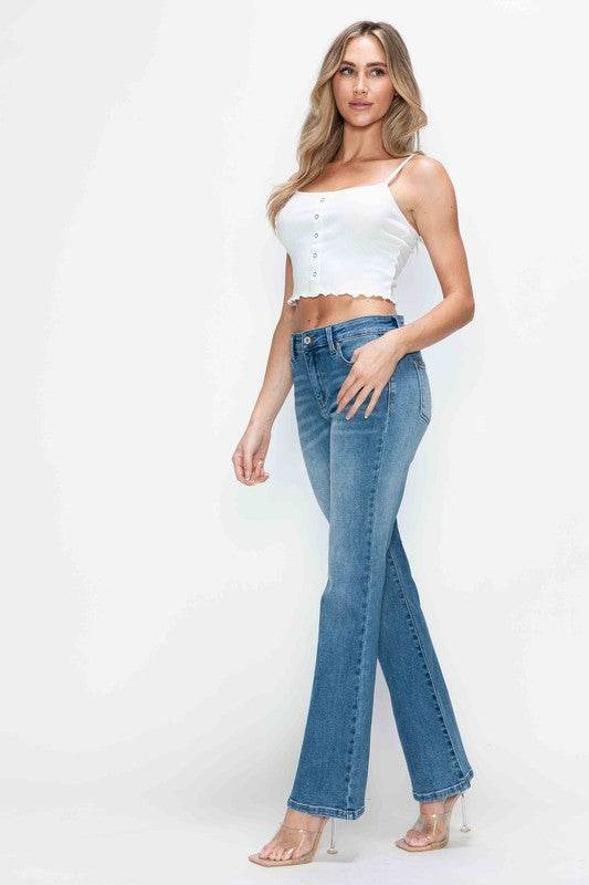 bytos Full Size Cat's Whiskers Mid Rise Bootcut Jeans - Delanoir