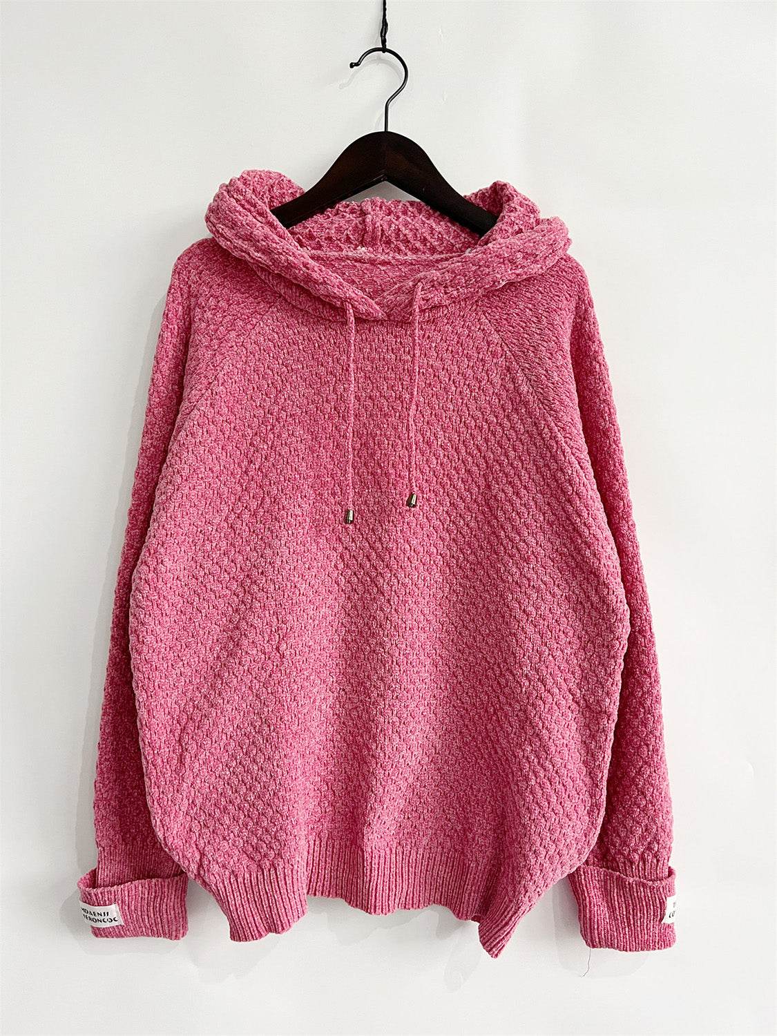 Drawstring Long Sleeve Hooded Sweater - Delanoir