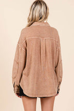 Mittoshop Mineral Wash French Terry Elbow Patch Shacket - Delanoir