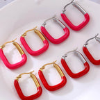 Stainless Steel Drip Oil Contrast Earring - Delanoir