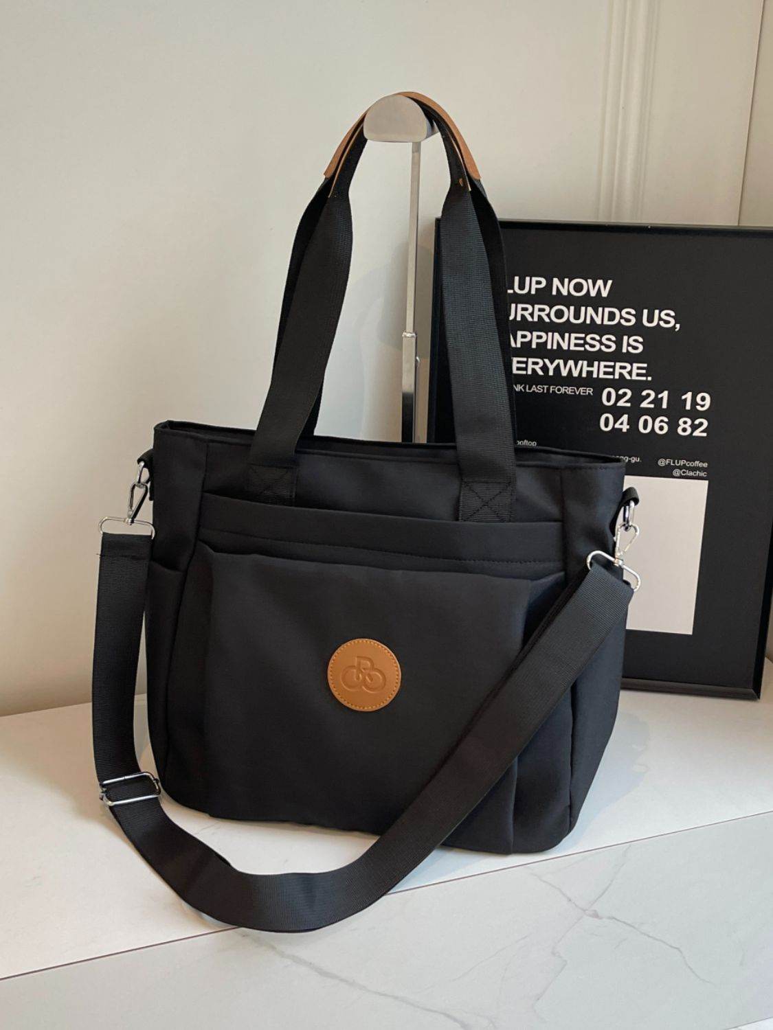 Nylon Solid Color Tote Bag - Delanoir