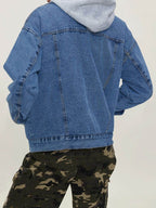 Button Up Collared Neck Long Sleeve Denim Jacket - Delanoir