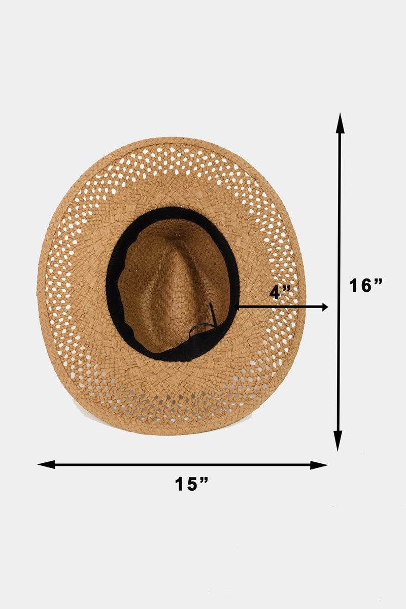 Fame Basket Weave Straw Sun Hat - Delanoir