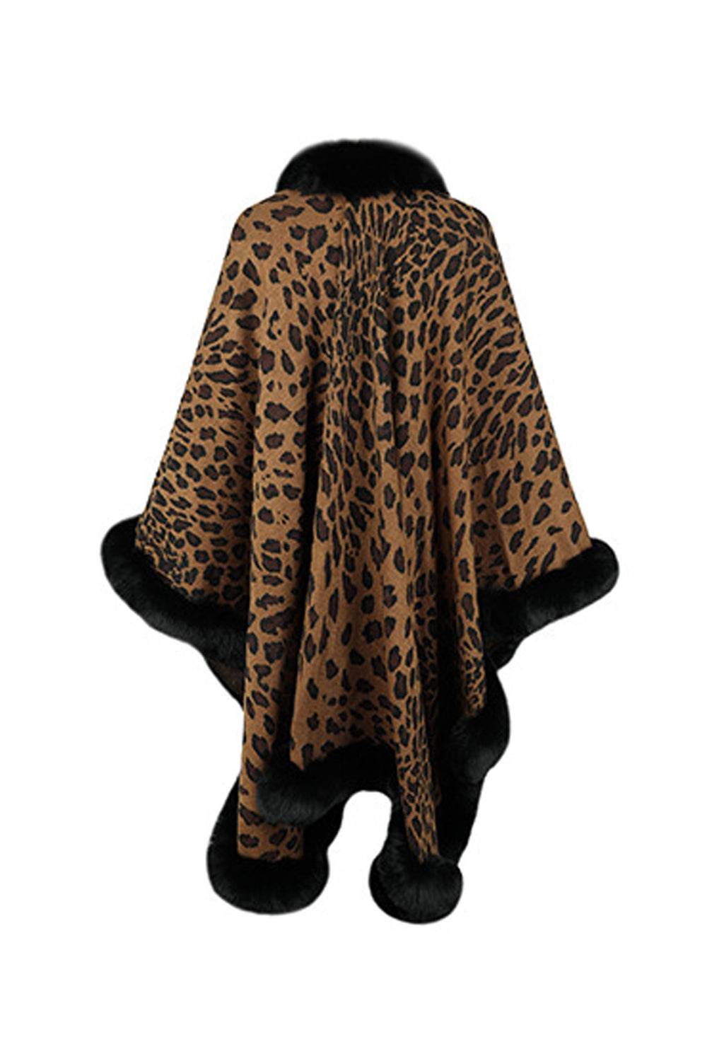 Leopard Open Front Poncho - Delanoir