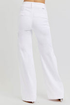RISEN Full Size Tummy Control Double Button Wide Leg Jeans - Delanoir