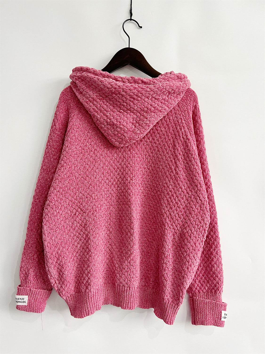 Drawstring Long Sleeve Hooded Sweater - Delanoir