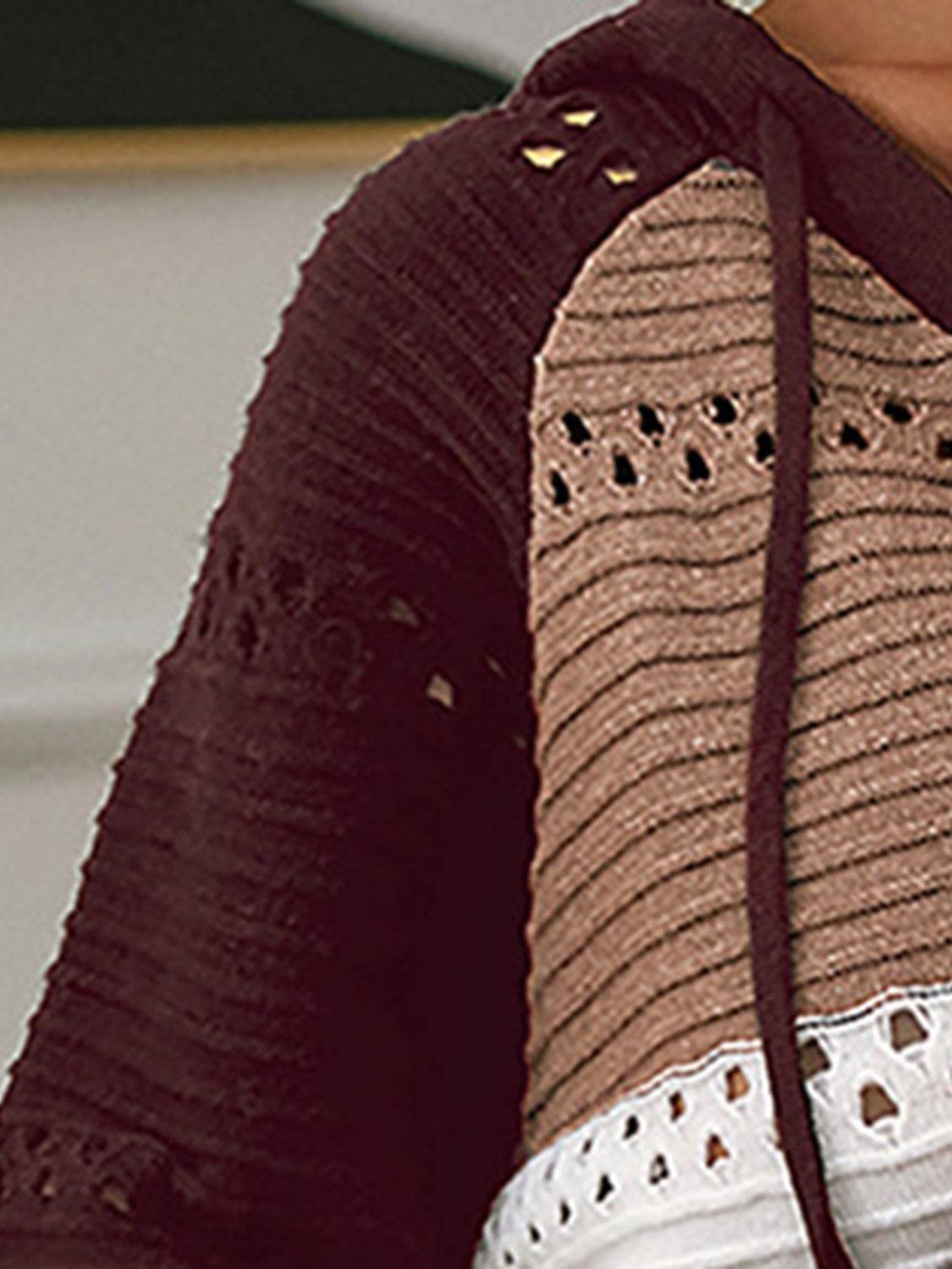 Color Block Drawstring Hooded Sweater - Delanoir