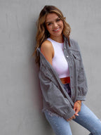 Distressed Drop Shoulder Denim Jacket - Delanoir