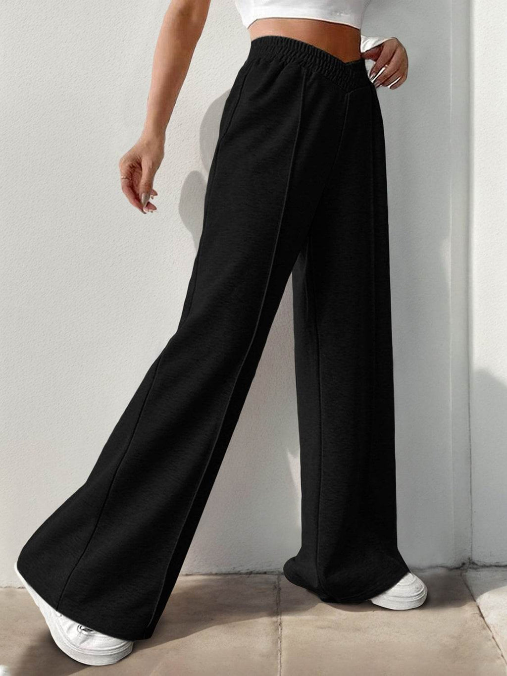 Elastic Waist Wide Leg Pants - Delanoir