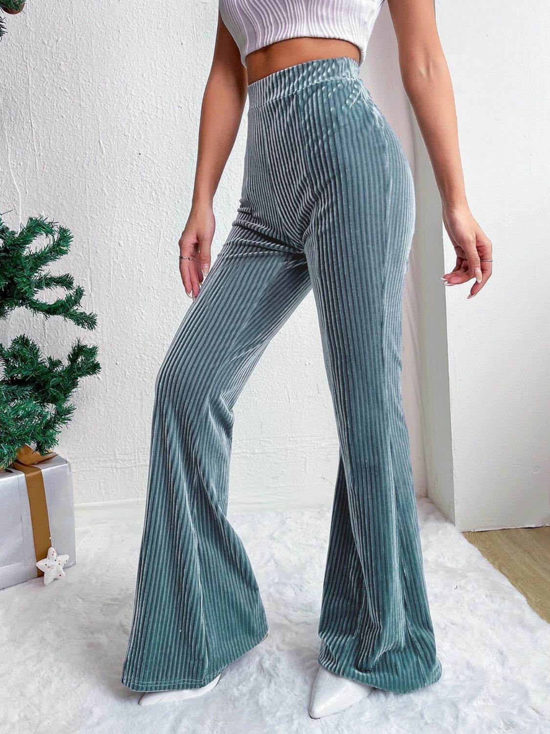 High Waist Flare Pants - Delanoir