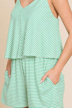 Culture Code Full Size Double Flare Striped Romper - Delanoir