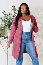 Basic Bae Full Size Hooded Sweater Cardigan - Delanoir