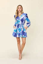 Double Take Full Size Floral Long Sleeve Romper with Pockets - Delanoir