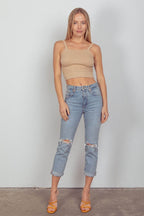VERY J Cable Knit Seamless Cropped Cami - Delanoir
