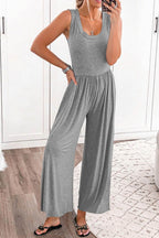 Full Size Scoop Neck Wide Strap Jumpsuit - Delanoir