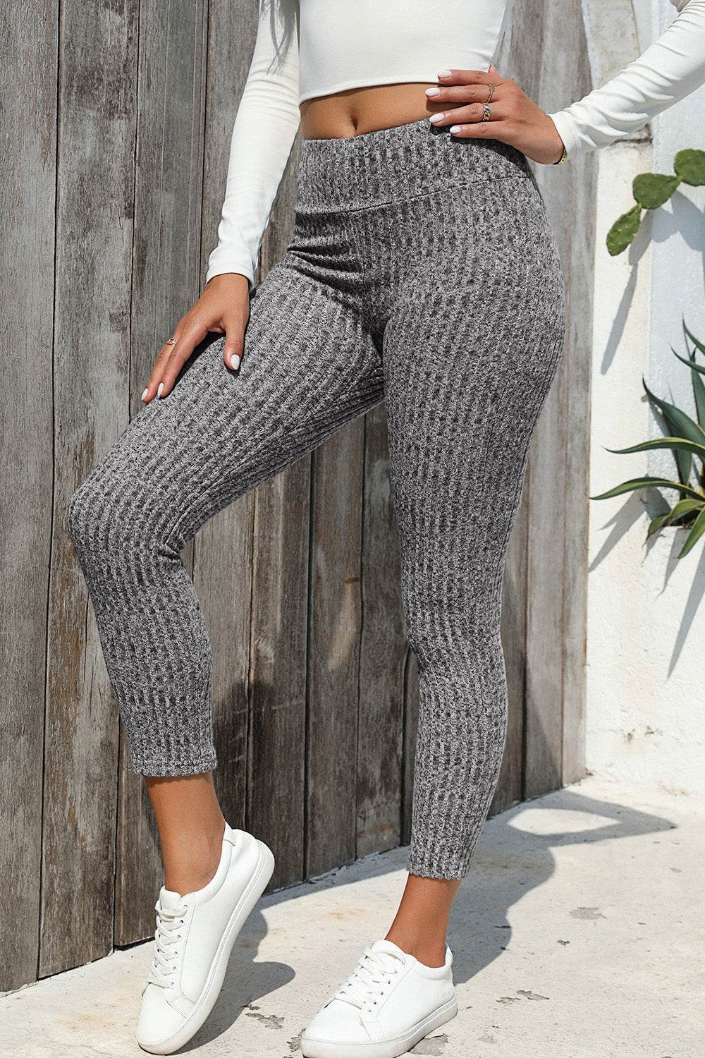 Ribbed High Waist Leggings - Delanoir